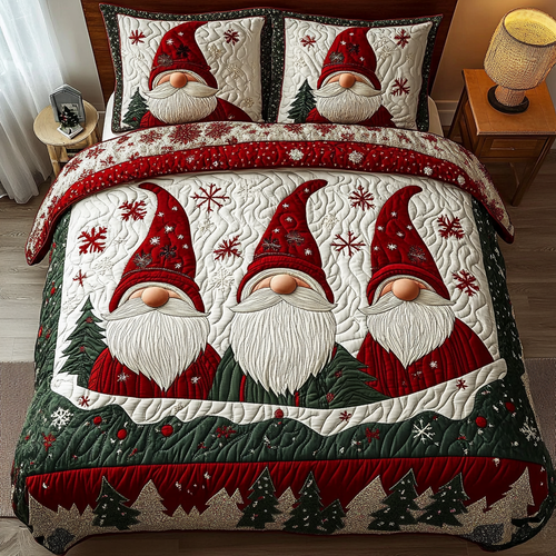 Gnome Joy 3-Piece Quilted Bedding Set NCU0DK10367
