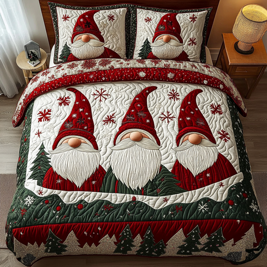 Gnome Joy 3-Piece Quilted Bedding Set NCU0DK10367