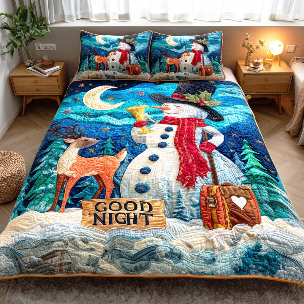 Snowmen Wonderland 3-Piece Quilted Bedding Set NCU0VT308