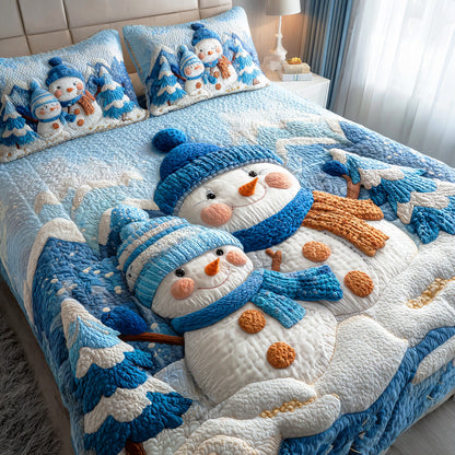 Snowmen Wonderland 3-Piece Quilted Bedding Set NCU0VT308