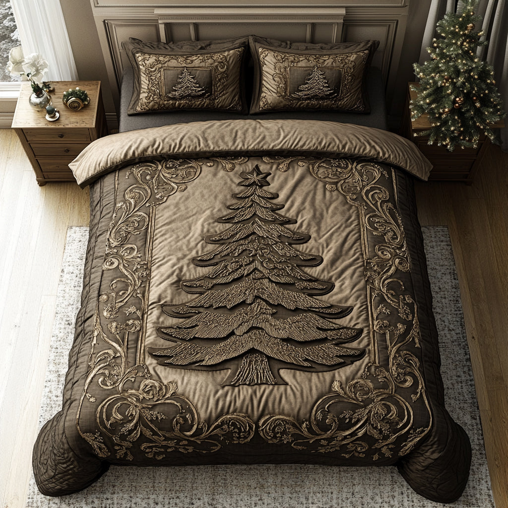 Christmas Tree 3-Piece Quilted Bedding Set NCU0VT341